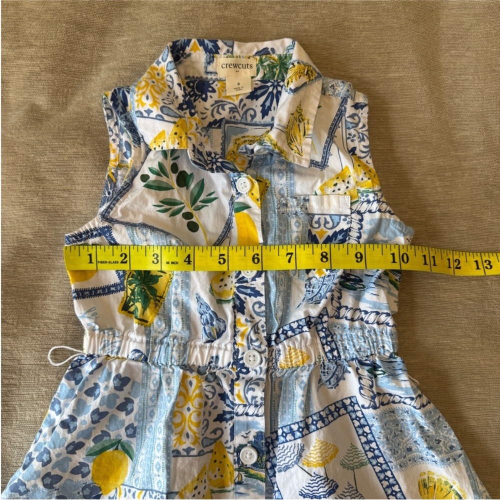 Crewcuts by J.Crew Girls Dress Size 3 – Blue Yellow Lemon Tile Print - Picture 8 of 9